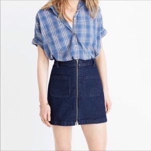 Madewell Denim High Waisted Zipper Front Skirt